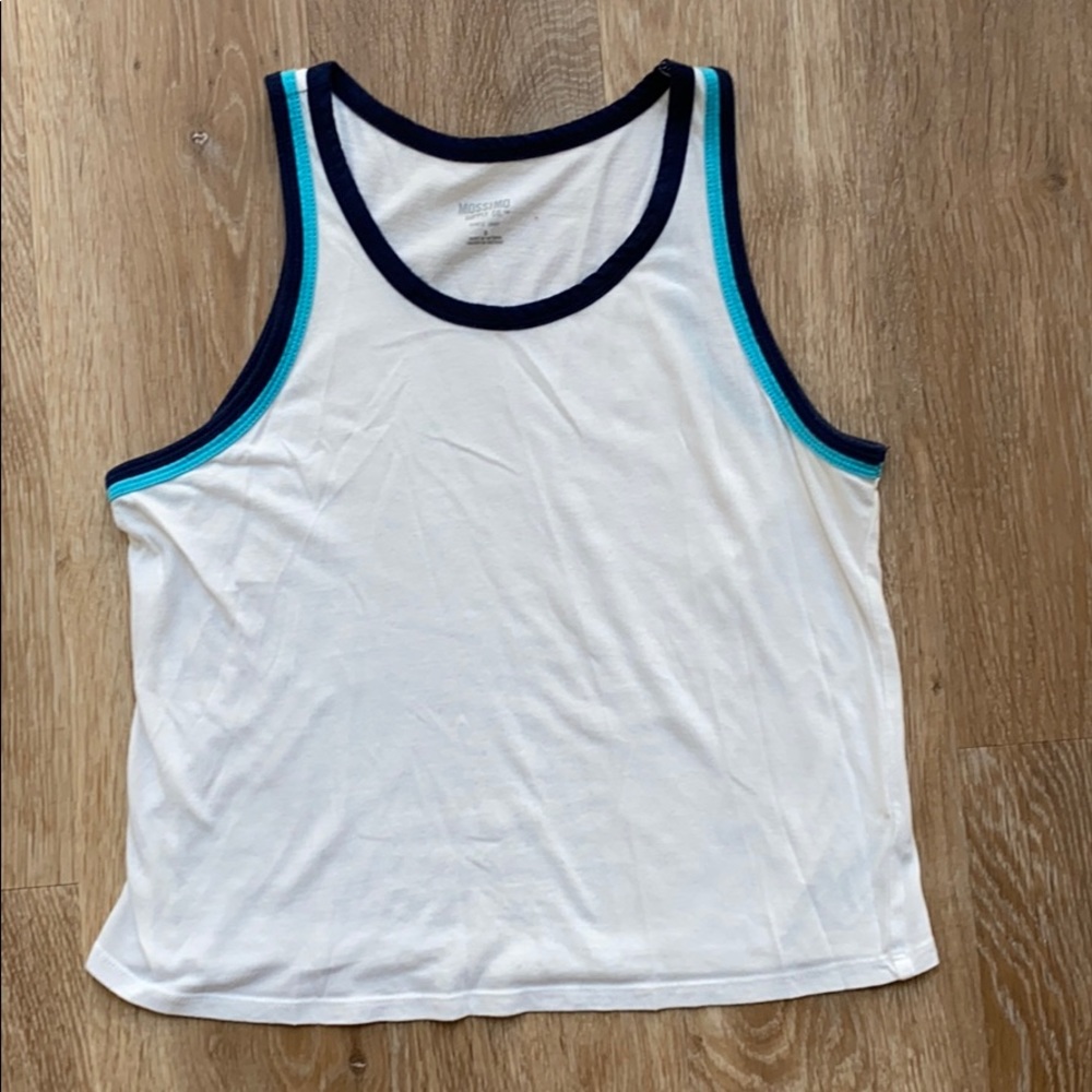 White Tank with Blue Trim